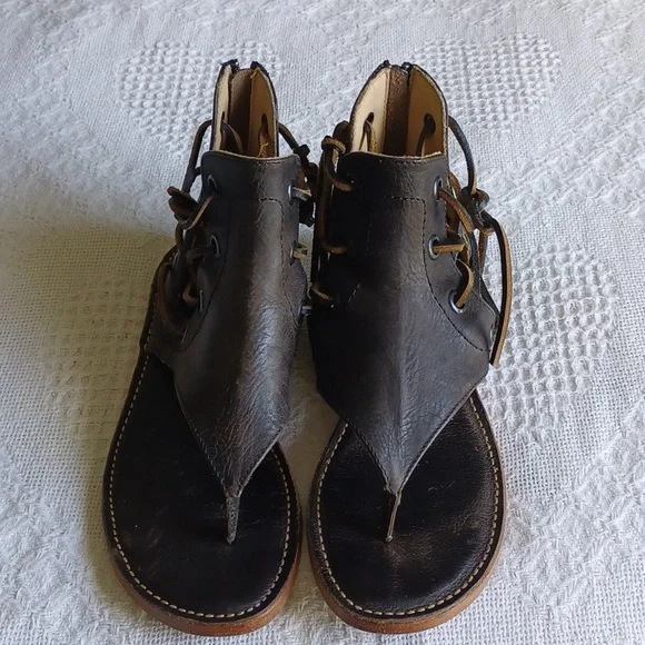 Free People Baske Brown Leather Sandals - Picture 1 of 6